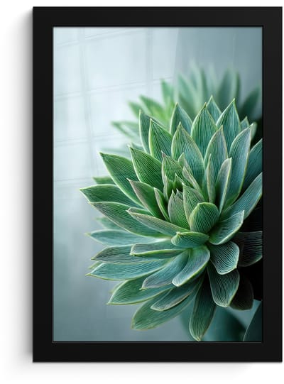Poster in lijst - Fotolijst 20x30 cm - Posters - Vetplant - Bladeren - Groen - Wazig - Posterlijst zwart - Decoratie - Wanddecoratie woonkamer - Muurdecoratie slaapkamer