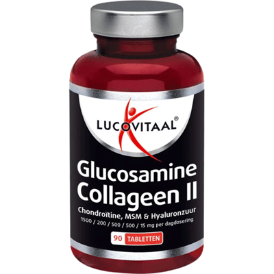 Lucovitaal Glucosamine Collageen Type 2 1500 mg met Chondroïtine, MSM, Hyaluronzuur & Vitamine C, Voedingssupplement voor Volwassenen, Voor Bindweefsel en Kraakbeen