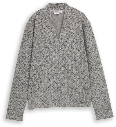 Tom Tailor - Sweatshirt met V-hals - Maat XL - black white argyle structure
