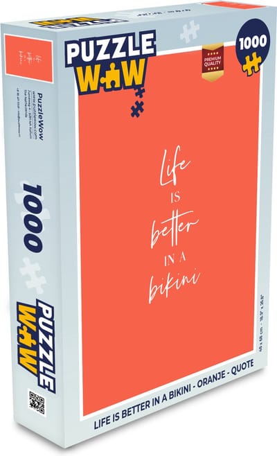 Puzzel Life is better in a bikini - Oranje - Quote - Legpuzzel - Puzzel 1000 stukjes volwassenen