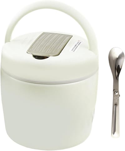 Warme Lunchcontainer - Thermos Beker - Maaltijden Warm Houden - Verstelbare Compartimenten - 12 Liter - Beige