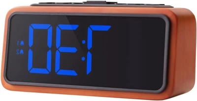 Digitale Wekkerradio - Houten Klok Radio - Wakker Worden - Instelbare Helderheid - Groot LED Display - Houtkleur