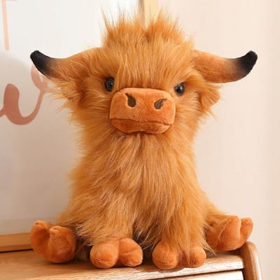 27cm Kawaii Simulatie Schotse Hooglandrund Pluche Speelgoed Dier Koe Gevuld Speelgoed Wilde Jak Pluche Pop Verjaardagscadeau Voor Kinderen Buffel Decor 27-30cm bruin