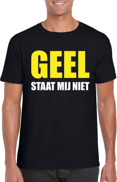 Geel staat mij niet t-shirt zwart heren S