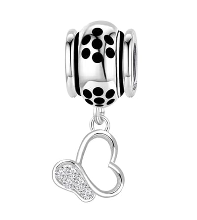 Quiges - 925 - Zilveren - Bedels -Sterling zilver - Beads - Vlinder Hanger met Zirkonia Kraal Charm - Geschikt – voor - alle bekende merken - Armband Z412