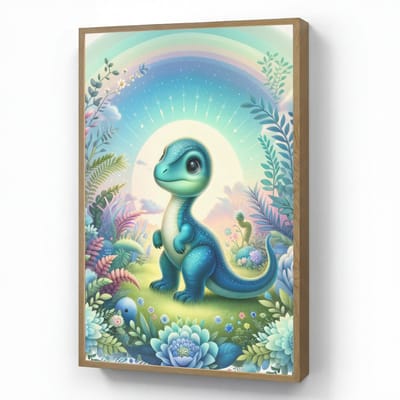 Wandlamp 60x90 cm - Oplaadbaar - Dino - Blauw - Regenboog - Dinosaurus - Baby - Wandlampen binnen woonkamer - Slaapkamer lamp - Decoratieve nachtlamp - Vloerlamp draadloos