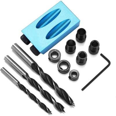 Guide de perçage - OKUMGGYJ - Kit de perçage à 15° - 14 pièces - Alliage d'aluminium - Outil de bois