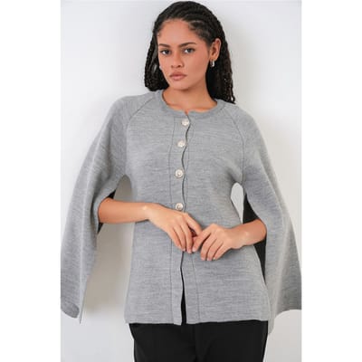 Gestructureerde Brei Cardigan met Knopsluiting