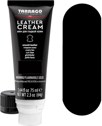 Tarrago leather cream tube + sponsje - 018 Zwart - 75ml