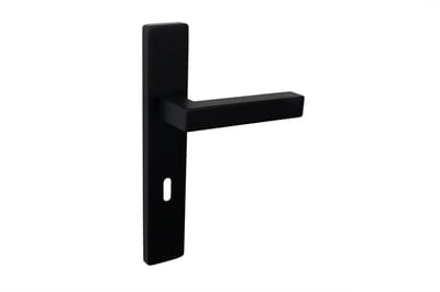Lavuzo deurkruk Viterbo Zwart met rechthoekig schild SL72 | Per set | Industriele deurklink