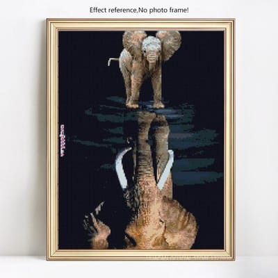 Point de croix DIY Animal Éléphant Mosaïque Diamant Broderie Diamant Affichage Complet Peinture Diamant 20X30CM gray