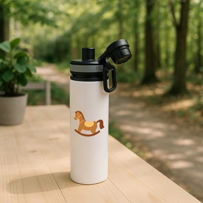 Hacebo® - Hobbelpaard waterfles met draaidop grijs - Paarden - Paardrijdsters - Hobby horse - speelgoed - water fles - 850ML