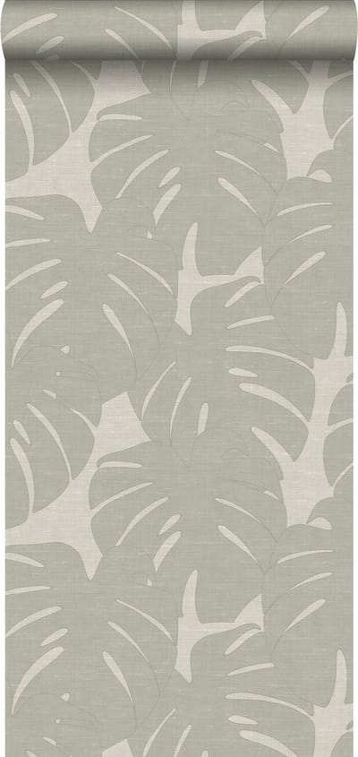 Origin Wallcoverings behang bladeren met geweven structuur donker beige - 347761 - 0,53 x 10,05 m