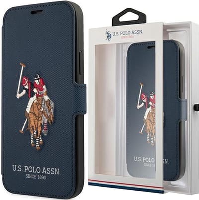 US - Polo - USFLBKP12MPUGFLNV iPhone 12/12 Pro 6.1 marineblauw/marineblauw boek Polo Borduurcollectie