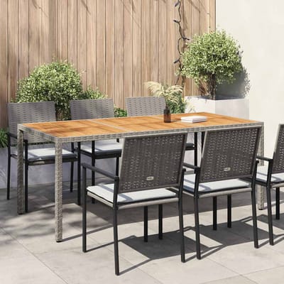 vidaXL - Tuintafel - 190x90x75 - cm - poly - rattan - en - acaciahout - grijs