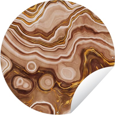 Tuincirkel Goud - Agaat geode - Stenen - Bruin - 60x60 cm - Ronde Tuinposter - Buiten