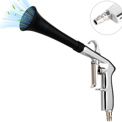 Lucht drogende reinigingspistool - Hogedruk droogblazer - Stofblazer - Interieurluchtblazer - Met mondstuk - Krachtige stofafzuiging - Geschikt voor tapijten, stoelspleten, motorruimte en interieurreiniging - Zilver