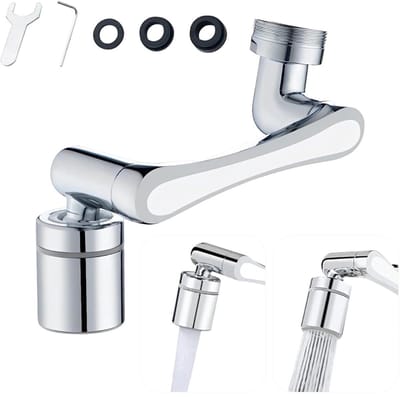 GELLDG Kraanaccessoires - Kraanverlengstuk met perlator - Waterbesparende kraan - Geschikt voor twee straalstanden - 1440° draaibare multifunctionele kraanverlenger - Geschikt voor keuken- en badkamerkraanperlator