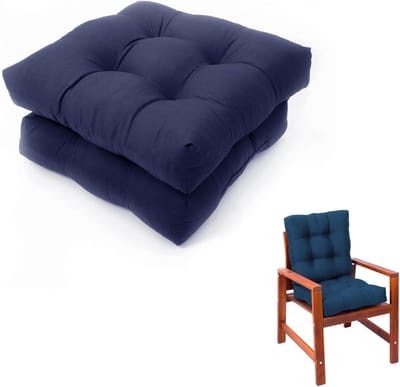 Stoelkussens Tuin - Terraskussens Set - Buiten Zitten - Waterbestendig Met Banden - 55 x 50 cm - Donkerblauw