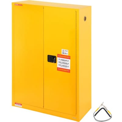 VEVOR Veiligheidskast voor Brandbare Vloeistoffen, 45 Gal Koudgewalst Staal Opslagkast voor Brandbare Vloeistoffen, 42,9 X 18,1 X 65,2 Inch, Explosieveilig, met 2 Verstelbare Planken