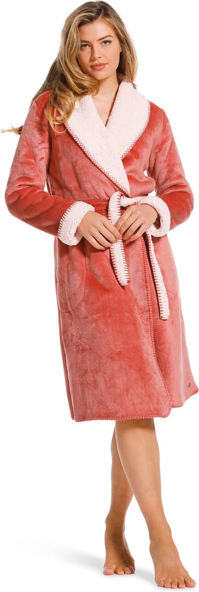 Pastunette dames Badjas Fleece - Morning Gown - Warme winter ochtendjas - ultra zacht & dik - koper - S
