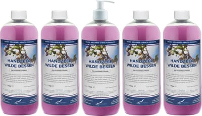 Handzeep Wilde Bessen 1 liter - set van 5 stuks - met gratis pomp - Voordeelverpakking