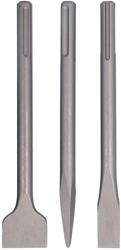 Boorhamer Beitelbits Set - Beton Sloop Bits - Tegels Verwijderen - Heavy-Duty Koolstofstaal - 3-delig - Zilverkleurig