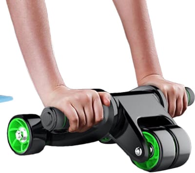 Buikspierroller - Fitness wiel - Thuis trainen - Stabiel 4-wiel ontwerp - 20cm wielbasis - Zwart