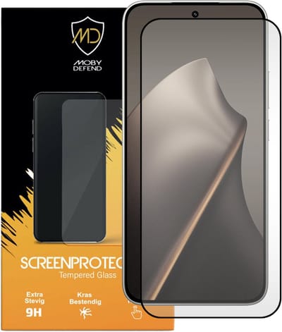 MobyDefend Screenprotector - Geschikt voor Xiaomi 15T - Screensaver Met Zwarte Randen - Gehard Glas
