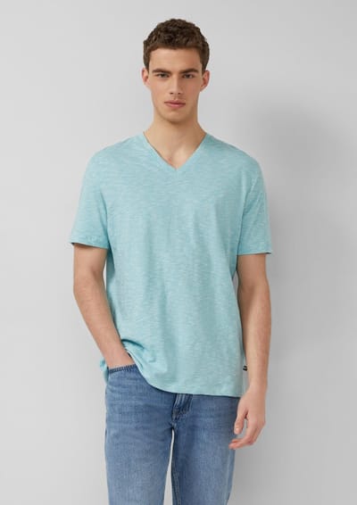 Katoenen T-shirt met V-hals en regular fit s.Oliver