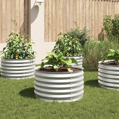 vidaXL - Plantenbak - verhoogd - 80x80x44 - cm - gegalvaniseerd - staal - zilver