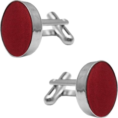 Fako Bijoux - Manchetknopen - Staal & Zijde - 16mm - Bordeaux Rood
