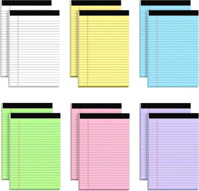Kleine notitieblokken - Kladblok A5 - 12 levendige kleuren notitieblok /gelijnd - 30 vellen per stuk - 5x8"(multicolor 6)