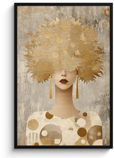 Poster in lijst - Fotolijst 80x120 cm - Posters - Goud - Portret - Vrouw - Posterlijst zwart - Decoratie - Wanddecoratie woonkamer - Muurdecoratie slaapkamer