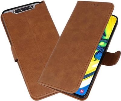 Hoesje Geschikt voor Samsung Galaxy A80 / A90 - Book Case Telefoonhoesje - Kaarthouder Portemonnee Hoesje - Wallet Cases - Bruin