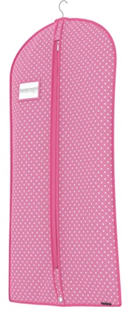 Ademende kledinghoes met transportoog - roze met witte stippen - 114 cm
