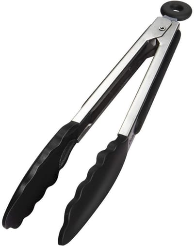EXCITAT 23cm Keukentang - Grilltang van roestvrij staal - Hittebestendig - Gemakkelijk schoon te maken - Zwart