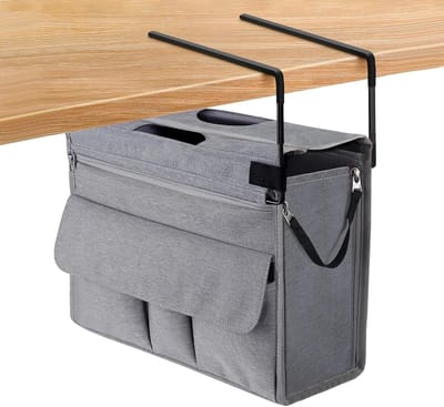 Bureau Opberger - Zijbureau Organizer - Werkplek Organiseren - Klembaar Ontwerp - 36x17x26cm - Grijs