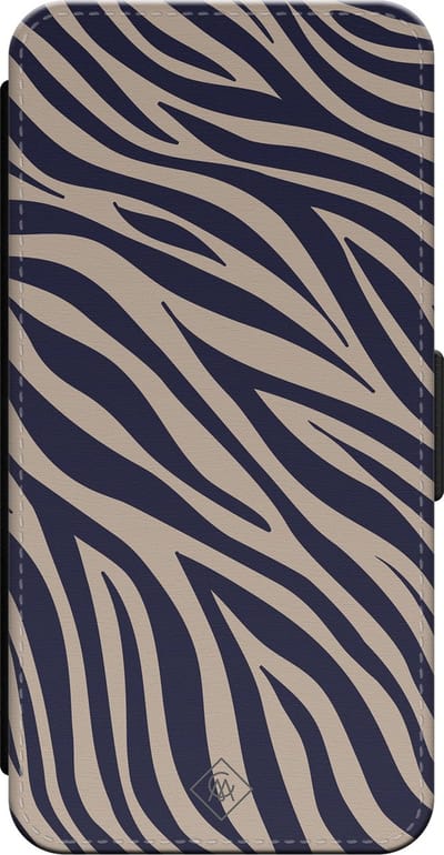 Casimoda® bookcase - Geschikt voor iPhone 16 - Hoesje met pasjeshouder - Wavy Twist - Blauw - Kunstleer
