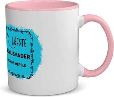 Akyol - liefste bonusvader van de wereld koffiemok - theemok - roze - Vader - de liefste bonusvader - vader cadeautjes - vaderdag - verjaardag - geschenk - kado - 350 ML inhoud