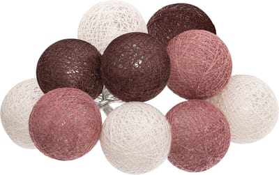 Atmosphera LED Lichtslinger - Batterijen niet inbegrepen - 10 ballen - Ø6cm - Roze/Nude/Bordeaux