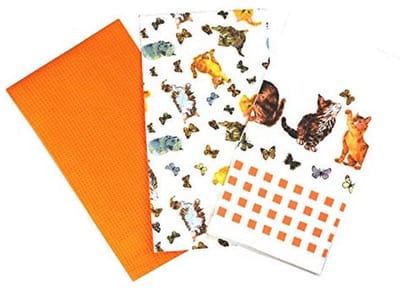 Katoenen Theedoeken Set voor Kattenliefhebbers - 3 Stuks 45x65 cm
