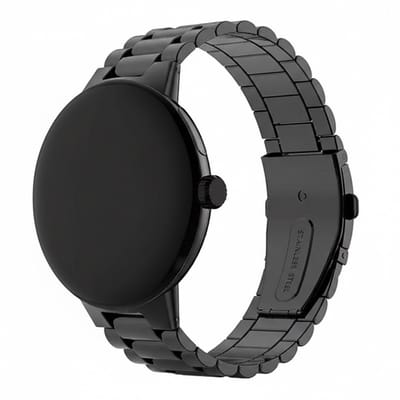 Titanium bandje - RVS - geschikt voor Google Pixel Watch 4 (45mm) / Pixel Watch 3 (45mm) - stalen schakelband met vlindersluiting - zwart