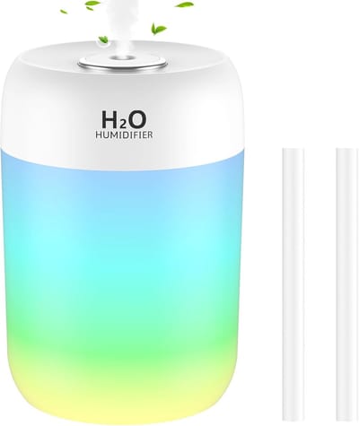 Luchtbevochtiger Nachtlampje - Mini Vernevelaar - Droge Lucht Bestrijden - Stille Werking - 450 ml - Wit