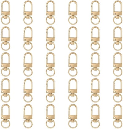 Dailygoods- Karabijnhaak Goud - 30 Stuks - Sleutelhanger - Kreeftgesp - D-ring - 360° Draaibare Sluiting - Zinklegering 3,2 x 1,2 cm