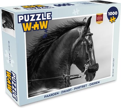 Puzzel Paarden - Zwart - Portret - Dieren - Legpuzzel - Puzzel 1000 stukjes volwassenen
