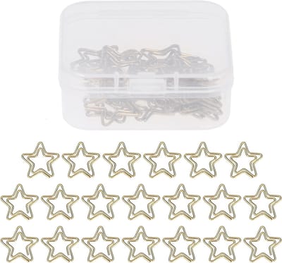 Gouden paperclips, 20 stuks, stervormige mini clips voor kantoor, school en thuisdecoratie, handige bladwijzers en filemanager (20 x 0.7 inch)