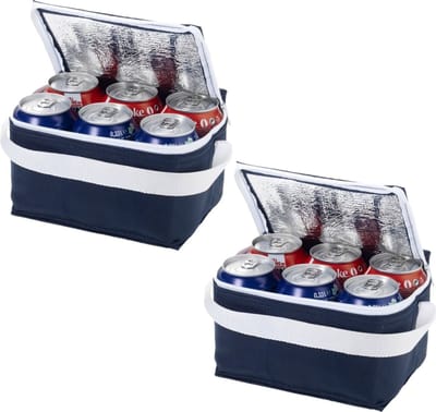 Bullet mini koeltas voor sixpack blikjes - 2x - 3,5 liter - blauw - 20 x 15 x 12 cm - lunchtrommel