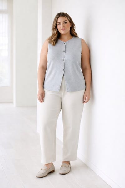 YEST CURVE Janneke Tops - Light Grey/Melange - maat X-0(44)