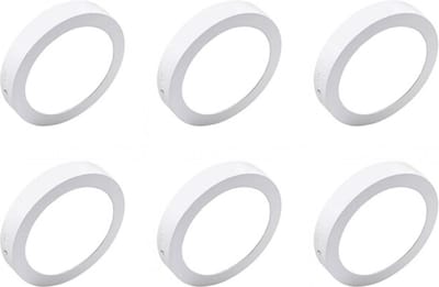 LED Downlight Opbouwspot 6 Stuks - Kingtron Thin - 12W 1120lm 120° Bundelhoek - Helder/Koud Wit 6500K - IP40 - Rond - Wit - Ø172mm